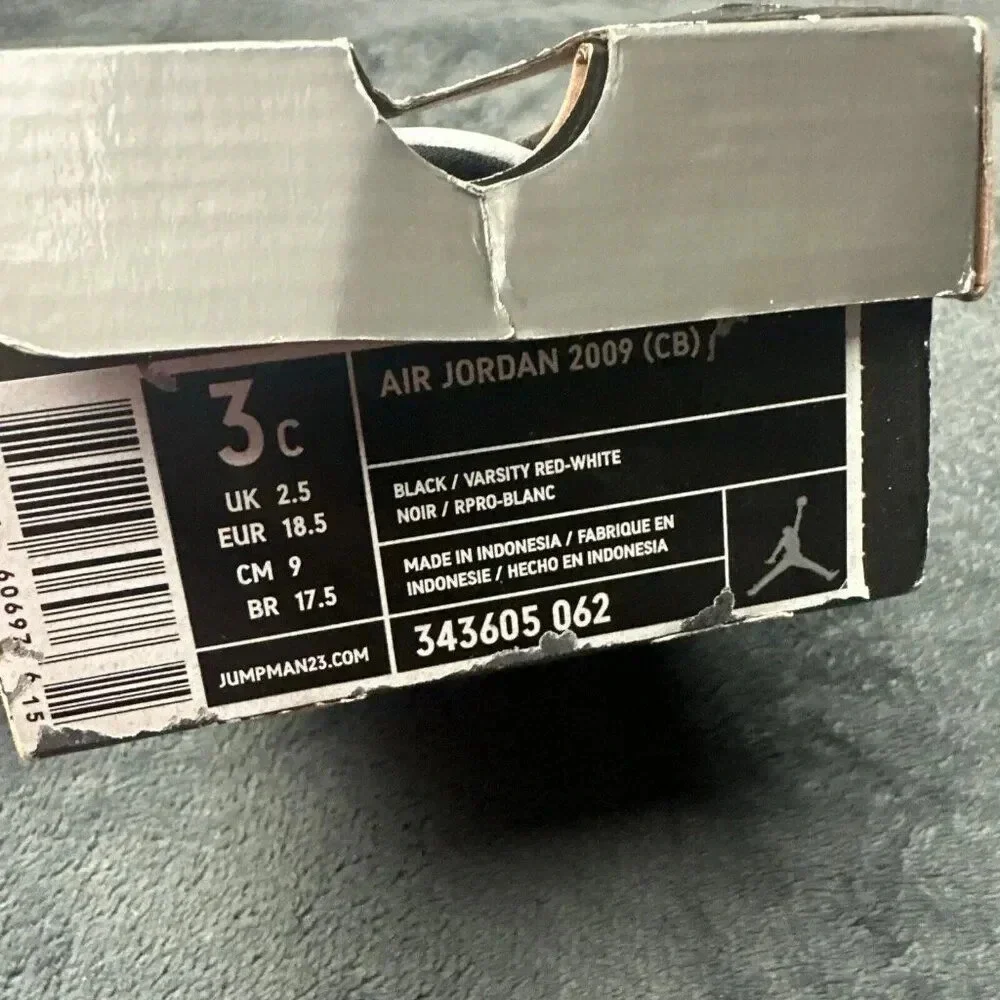 NEW! NIKE AIR JORDAN 2009 (CB) Black/Red-White TODDLERS SIZE 3C (343605 …